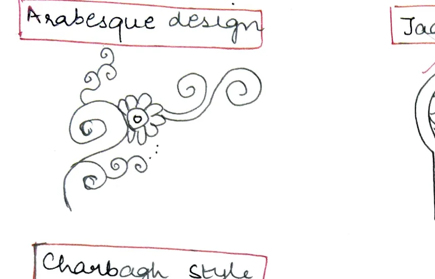 Arabesque floral design sketch