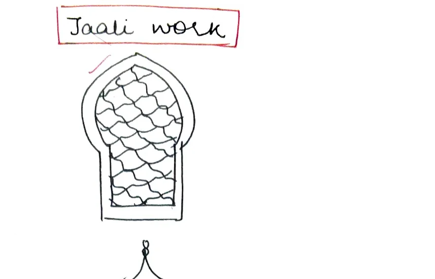 Jaali work window sketch — latticed screen