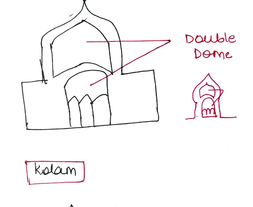 Double dome mosque sketch