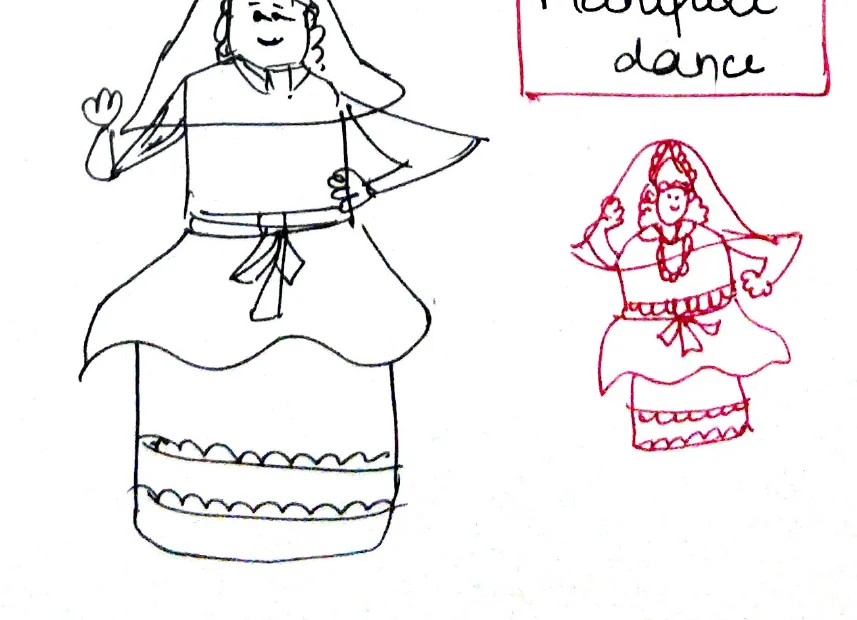 Manipuri dance — female figure in traditional costume