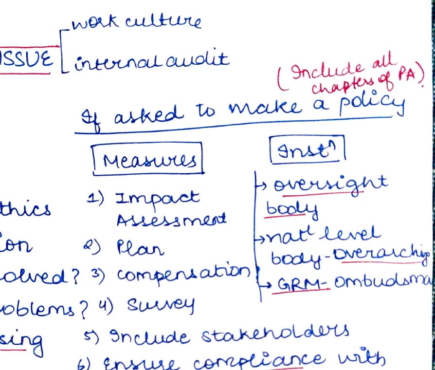 Measures vs Institutions table — policy framework