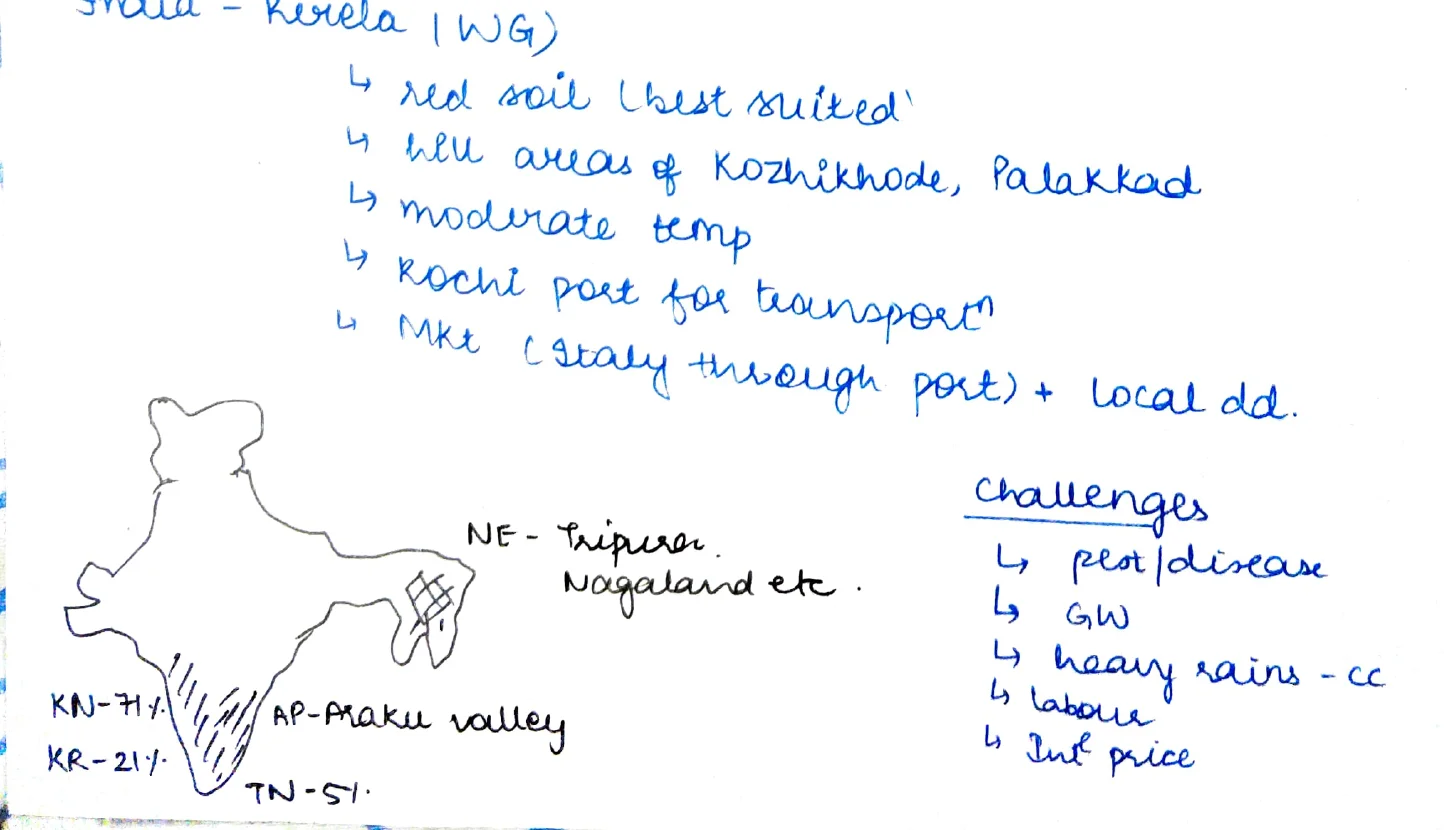 India map – Coffee regions + NE states + Challenges box