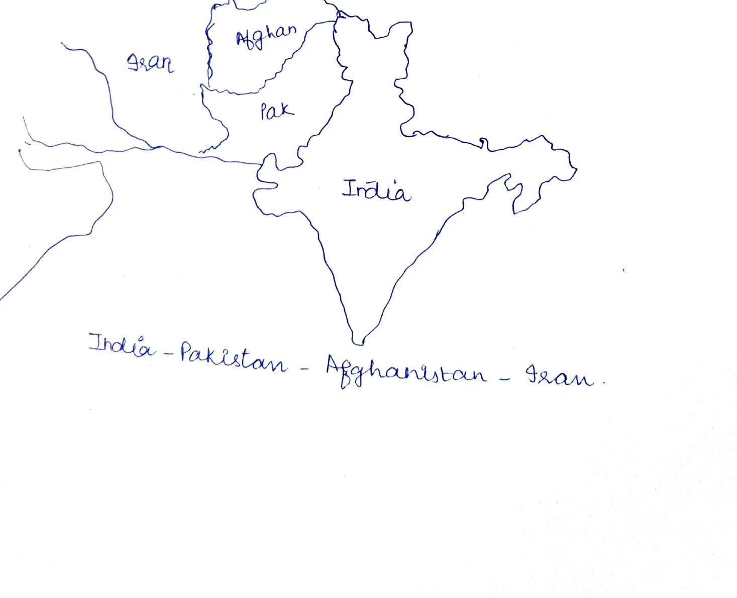 India-Pakistan-Afghanistan-Iran Map