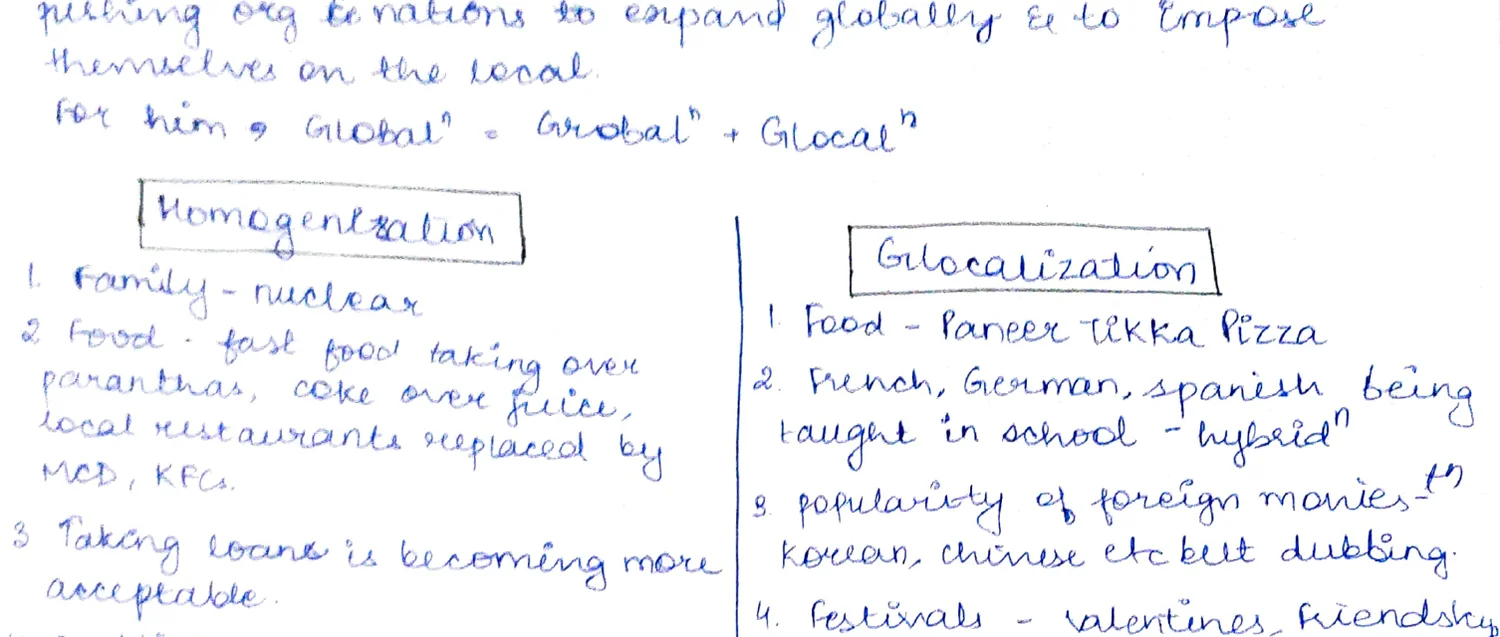 Homogenisation vs Glocalisation two-column comparison