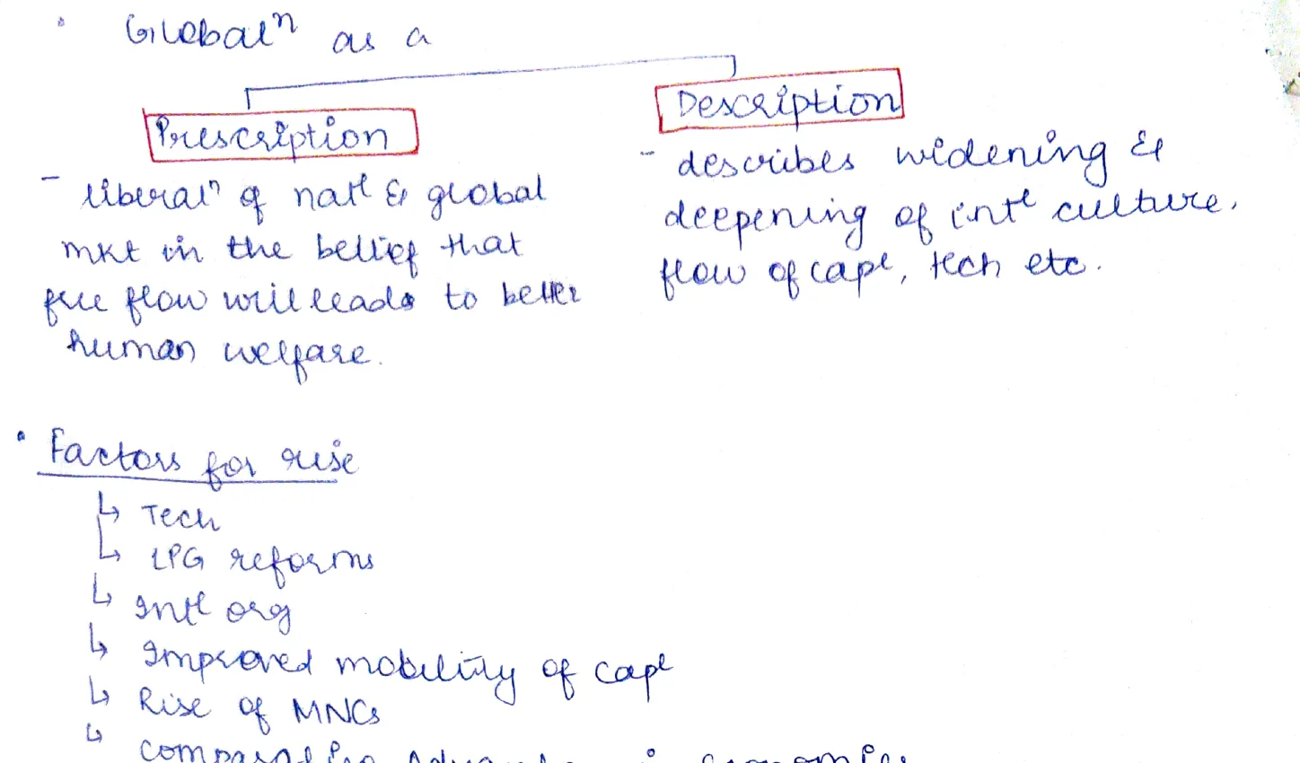 Globalisation — Prescription (normative) vs Description (descriptive) concept boxes