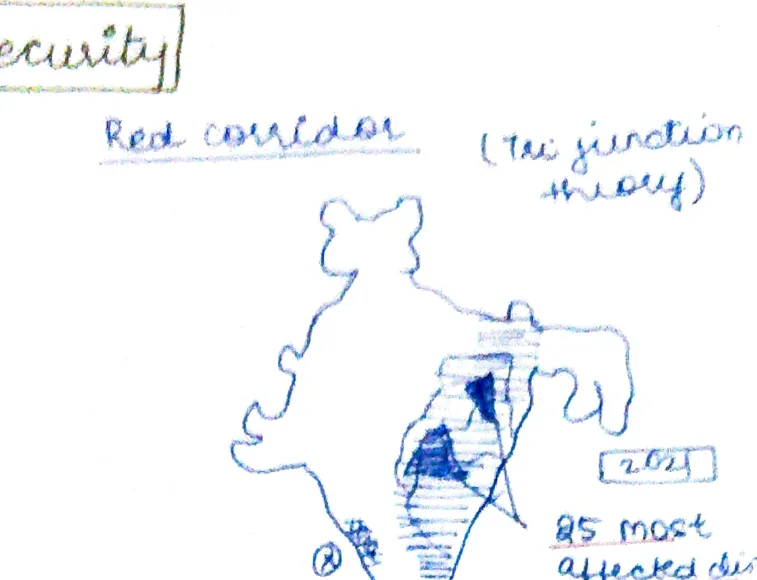 Red Corridor map of India — Tri-junction theory