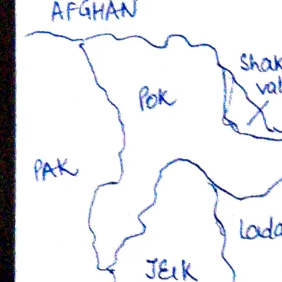 Map showing Afghanistan, Pakistan, China, Kashmir, Ladakh borders