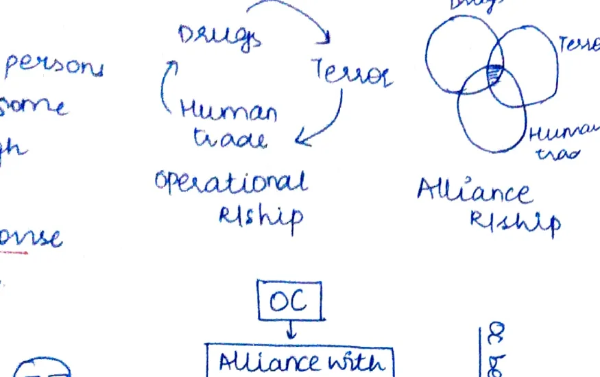 Drug-Terror-Human trade triple Venn diagram