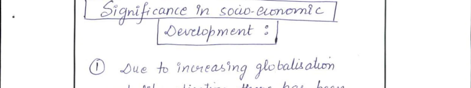 Boxed heading — "Significance in Socio-Economic Development"
