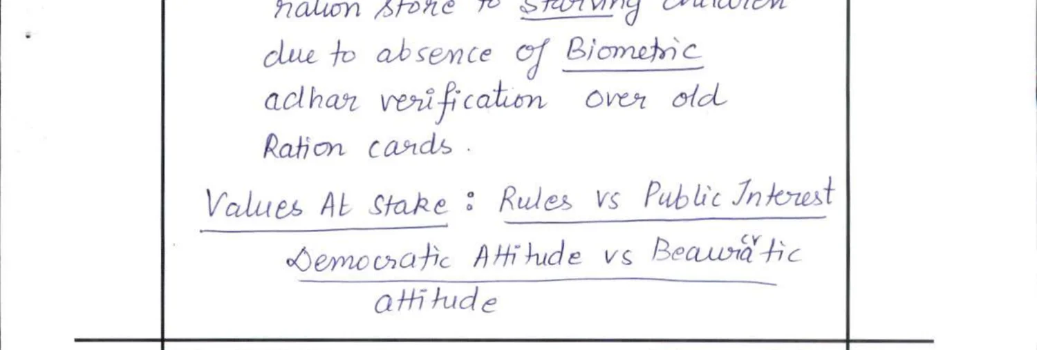 Values at Stake box diagram — "Rules vs Public Interest / Democratic Attitude vs Bureaucratic Attitude"