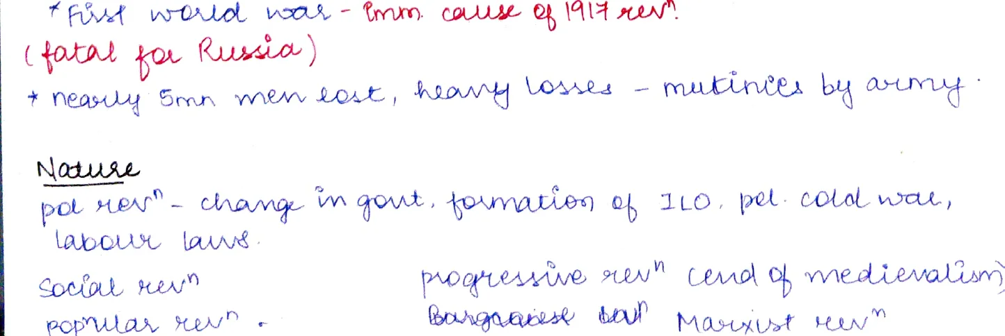 Nature of Revolution table — Pol Rev, Social Rev, Popular Rev